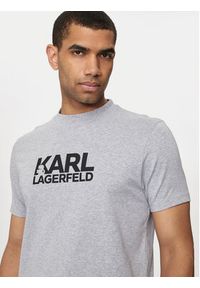 Karl Lagerfeld - KARL LAGERFELD T-Shirt 755087 543236 Szary Regular Fit. Typ kołnierza: dekolt w karo. Kolor: szary. Materiał: bawełna #3