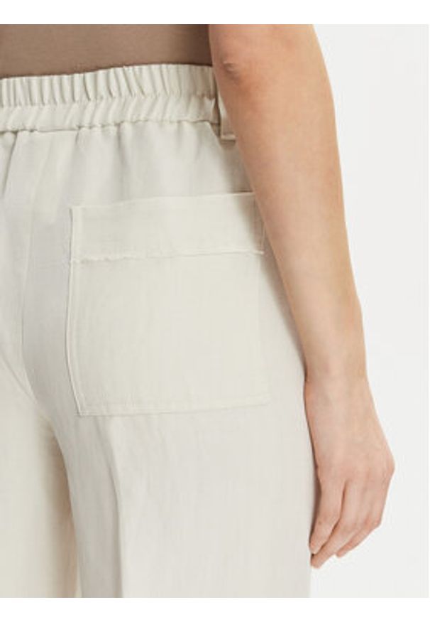 Marella Spodnie materiałowe Papiro 2413131085 Écru Regular Fit. Materiał: len, wiskoza