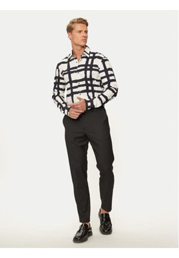 Hugo Koszula Ermo 50520097 Écru Slim Fit. Materiał: bawełna