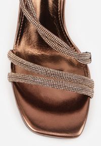 Born2be - Brązowe Eleganckie Sandały VICES na Szpilce Ozdobione Cyrkoniami Berevis. Kolor: brązowy. Materiał: tiul. Wzór: aplikacja. Obcas: na szpilce. Styl: elegancki #7