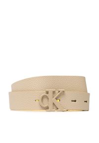 Calvin Klein Jeans Pasek Damski Mono Hardware Leather Belt 2.5mm K60K610365 Złoty. Kolor: złoty. Materiał: skóra