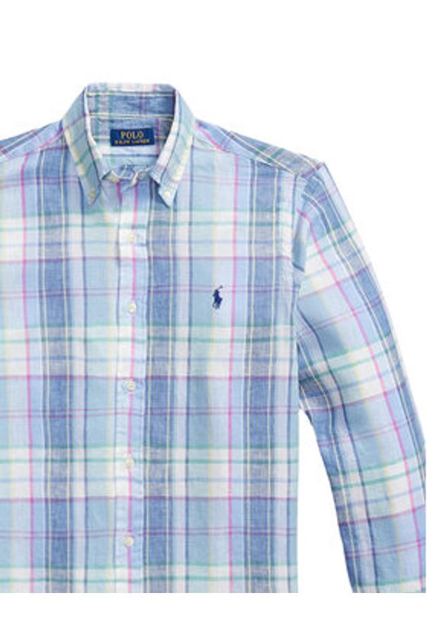 Polo Ralph Lauren Koszula 710B16705002 Niebieski Regular Fit. Typ kołnierza: polo. Kolor: niebieski. Materiał: len