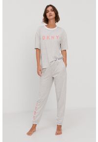 DKNY - Dkny - Spodnie piżamowe. Kolor: szary. Materiał: dzianina. Wzór: nadruk #5