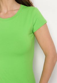 Born2be - Zielony T-shirt z Krótkim Rękawem i Okrągłym Dekoltem Liralei. Kolor: zielony. Materiał: jeans. Długość rękawa: krótki rękaw. Długość: krótkie #7