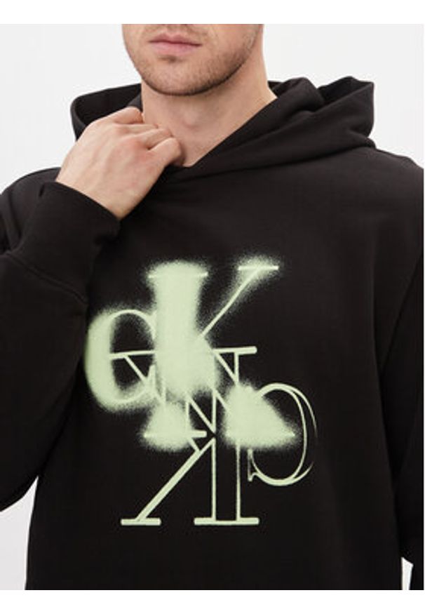 Calvin Klein Jeans Bluza Mirrored Ck Logo Hoodie J30J324630 Czarny Regular Fit. Kolor: czarny. Materiał: bawełna