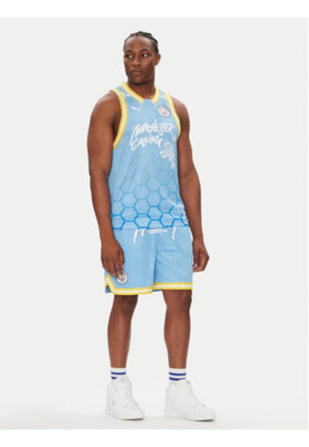 Puma Tank top Hoops Manchester City 631693 Błękitny Regular Fit. Kolor: niebieski. Materiał: syntetyk