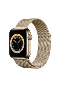 APPLE Watch 6 Cellular 44mm (Złoty z bransoletą mediolańską w kolorze złotym). Rodzaj zegarka: smartwatch. Kolor: złoty. Materiał: poliester, nylon, guma, materiał. Styl: wakacyjny #1
