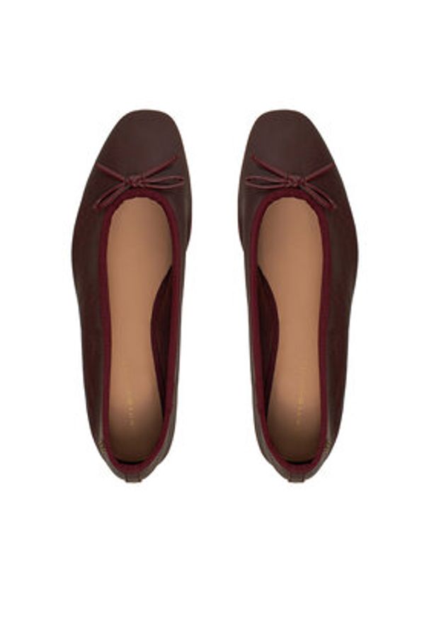 TOMMY HILFIGER - Tommy Hilfiger Baleriny Soft Leather FW0FW08355 Bordowy. Kolor: czerwony. Materiał: skóra