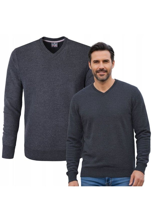 Wygodna Bawełniana Bluza - Pako Jeans - Grafitowa. Kolor: szary. Materiał: bawełna, poliester