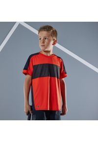 ARTENGO - Koszulka do tenisa dla chłopców Artengo Dry 500. Kolor: pomarańczowy. Materiał: materiał, tkanina, poliester, elastan. Sport: tenis