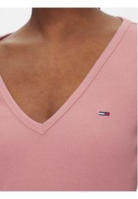 Tommy Jeans T-Shirt Essential DW0DW17385 Różowy Slim Fit. Kolor: różowy. Materiał: bawełna #4
