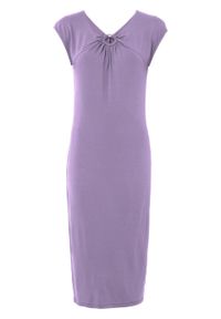 Sukienka ołówkowa z rozcięciem bonprix w kolorze bzu. Kolor: fioletowy. Typ sukienki: ołówkowe #1