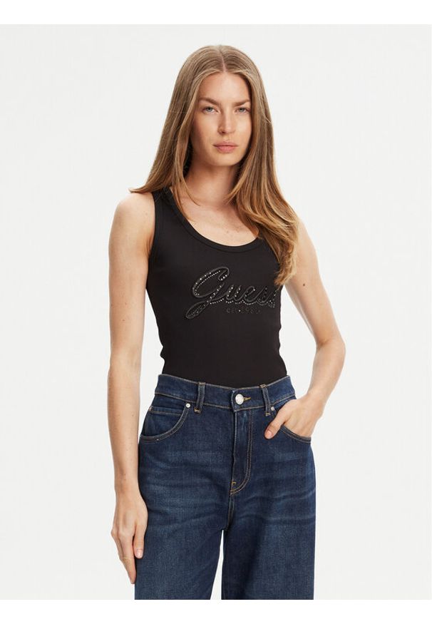 Guess Top W5YP00 KCXJ2 Czarny Regular Fit. Kolor: czarny. Materiał: syntetyk