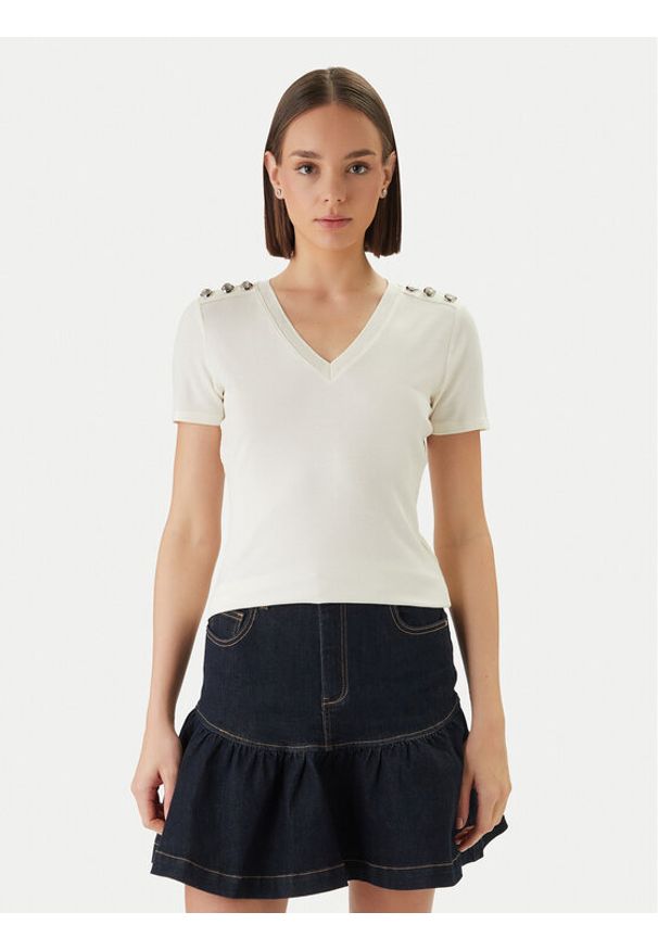 Morgan Bluzka 251-DOMANI Écru Slim Fit. Kolor: kremowy. Materiał: wiskoza