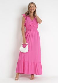 Born2be - Różowa Sukienka Hypsanie. Typ kołnierza: dekolt kopertowy. Kolor: różowy. Materiał: wiskoza. Typ sukienki: kopertowe. Długość: maxi #2