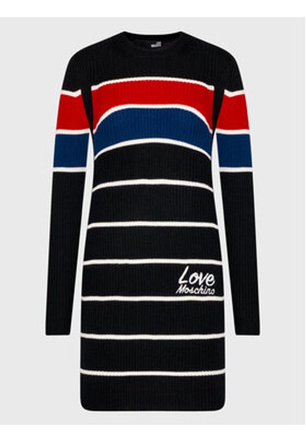 Love Moschino - LOVE MOSCHINO Sukienka dzianinowa WSE1611X 1148 Czarny Slim Fit. Kolor: czarny. Materiał: syntetyk