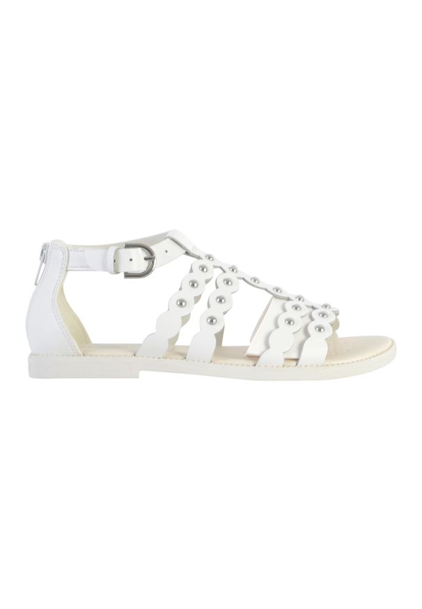 Geox - Sandały GEOX J SANDAL KARLY GIRL Biały. Kolor: biały. Materiał: syntetyk, skóra. Sezon: lato