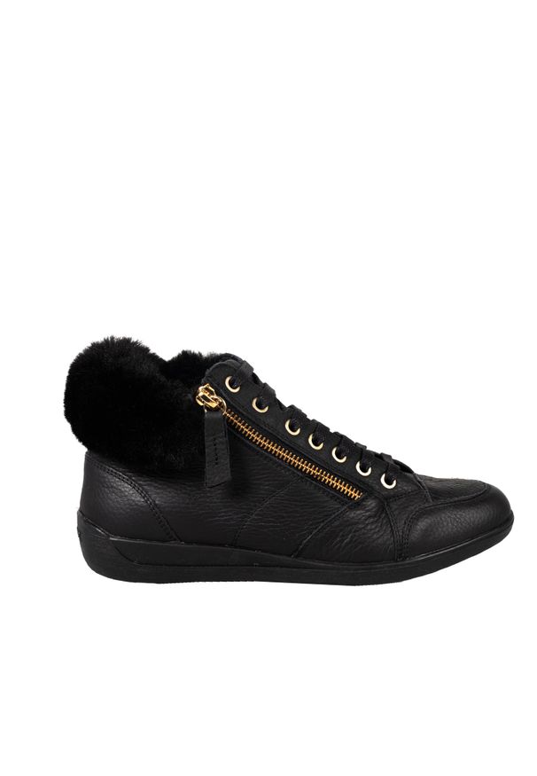 Geox Sneakersy "D Myria E" | D9468E046BH | Kobieta | Czarny. Nosek buta: okrągły. Zapięcie: zamek. Kolor: czarny. Materiał: skóra. Wzór: aplikacja