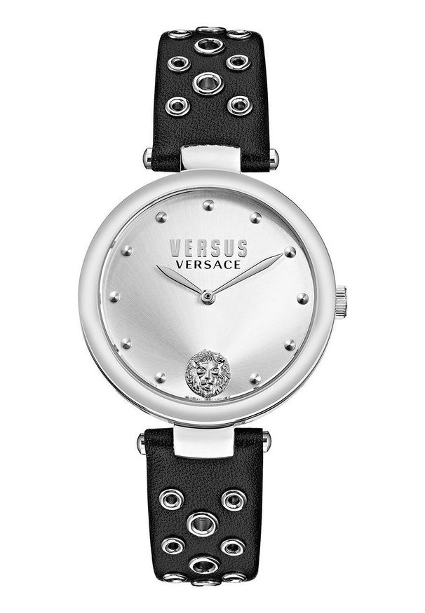 Versus Versace Zegarek VSP1G0121 damski kolor czarny. Kolor: czarny. Materiał: skóra, materiał