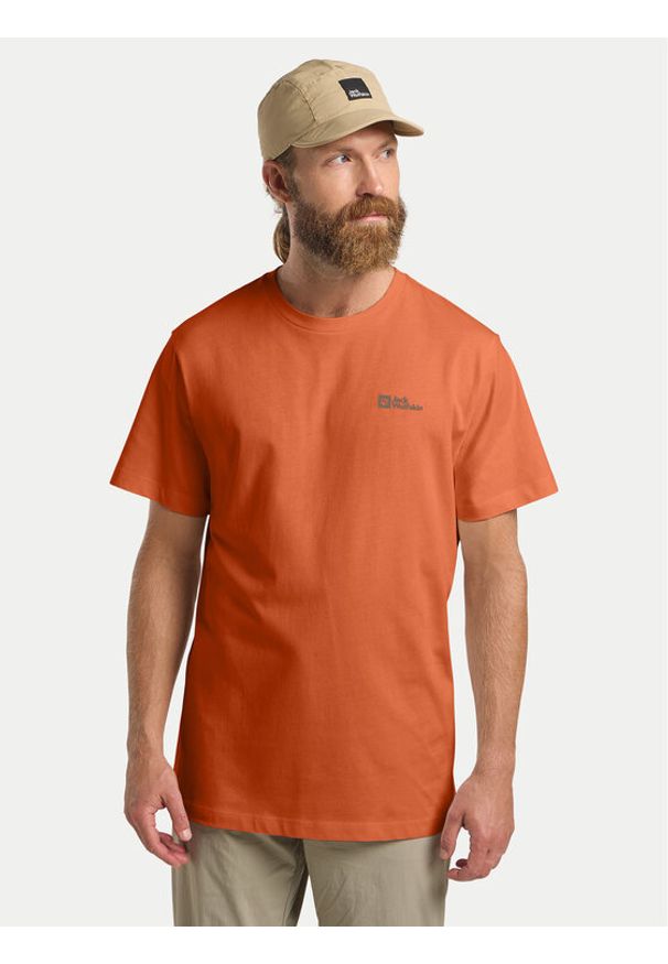 Jack Wolfskin T-Shirt Essential 1808382 Pomarańczowy Regular Fit. Kolor: pomarańczowy. Materiał: bawełna