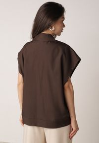 Born2be - Brązowa Garniturowa Kamizelka Oversize z Dwurzędowym Zapięciem Edriana. Okazja: na co dzień, na spotkanie biznesowe, do pracy. Kolor: brązowy. Materiał: poliester, jeans. Styl: casual, biznesowy, elegancki, klasyczny #5