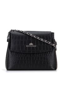 Wittchen - Damska torebka skórzana na łańcuszku. Kolor: wielokolorowy, czarny, srebrny. Wzór: haft, aplikacja. Dodatki: z haftem. Materiał: skórzane. Rozmiar: małe. Styl: elegancki. Rodzaj torebki: przez ramię #1