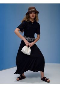 Sinsay - Spódnica maxi z asymetrycznym marszczeniem - czarny. Kolor: czarny #1