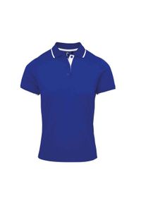 PREMIER - Damska Koszulka Polo Coolchecker W Kontrastowym Kolorze. Typ kołnierza: polo. Kolor: biały, wielokolorowy, niebieski