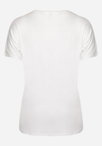 Born2be - Biały T-shirt z Ozdobnym Nadrukiem i Cyrkoniami Colilena. Okazja: na co dzień. Kolor: biały. Wzór: nadruk. Styl: klasyczny, casual, elegancki #7