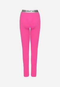 Born2be - Fuksjowe Elastyczne Legginsy z Szeroką Gumą w Pasie Rindama. Kolor: różowy. Materiał: guma. Styl: sportowy