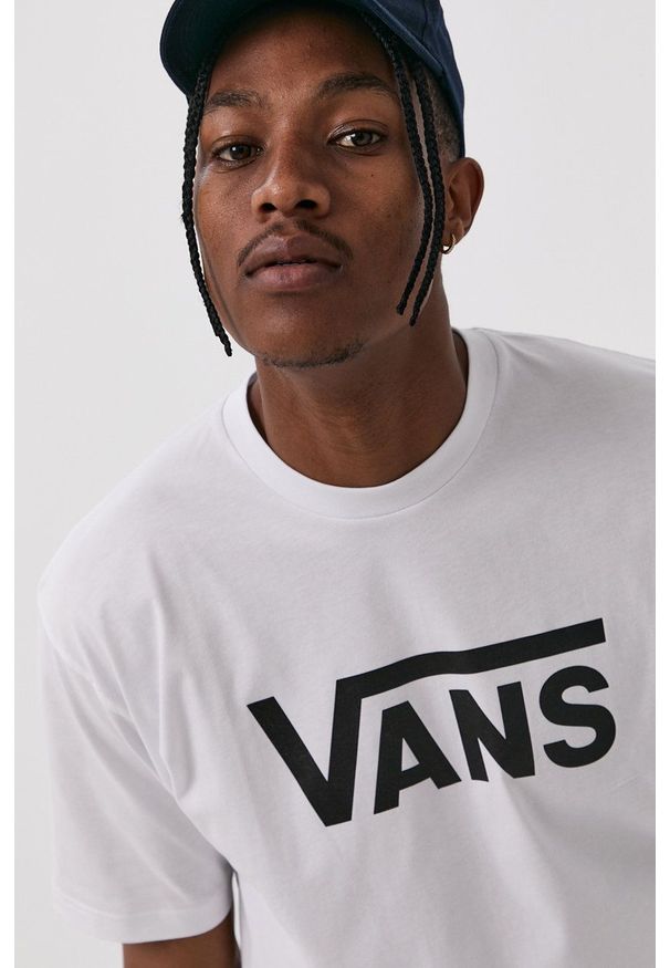Vans - T-shirt. Okazja: na co dzień. Kolor: biały. Materiał: dzianina. Wzór: nadruk. Styl: casual