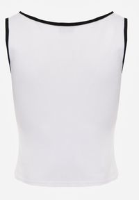 Born2be - Biały Bawełniany Top w Prążki z Guzikami przy Dekolcie Bervise. Okazja: na co dzień. Kolor: biały. Materiał: bawełna. Wzór: prążki. Styl: casual #7