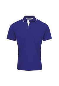 PREMIER - Męska Koszulka Polo Coolchecker Contrast. Typ kołnierza: polo. Kolor: niebieski, wielokolorowy, biały #1