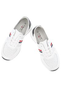 Białe Sneakersy S.Barski Modne Obuwie Damskie. Okazja: na spacer. Kolor: biały. Materiał: jeans, materiał. Sport: turystyka piesza #5