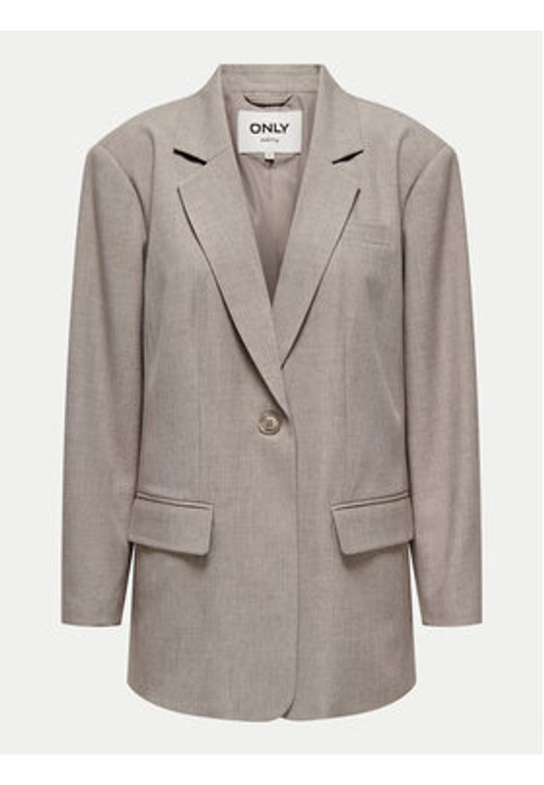 only - ONLY Marynarka Linda 15328158 Beżowy Oversize. Kolor: beżowy. Materiał: syntetyk