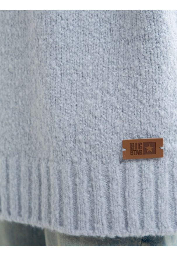 Big-Star - Sweter damski oversize z dodatkiem wełny błękitny Mayamiko 400. Okazja: na co dzień. Kolor: niebieski. Materiał: wełna. Styl: klasyczny, casual