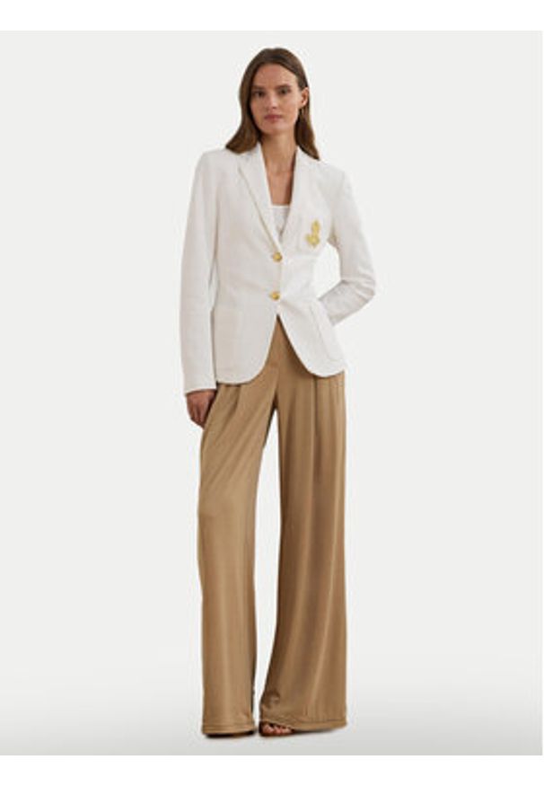 Lauren Ralph Lauren Marynarka Spsu20 200797305 Biały Regular Fit. Kolor: biały. Materiał: bawełna