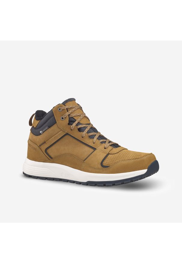 quechua - Buty turystyczne męskie Quechua SH500 Mid skóra wodoodporne. Kolor: wielokolorowy, szary, brązowy. Materiał: skóra. Szerokość cholewki: normalna. Sezon: zima. Sport: wspinaczka