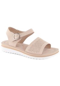Sandały damskie ażurowe różowe Sergio Leone SK082H. Kolor: różowy. Materiał: skóra ekologiczna. Wzór: ażurowy #1