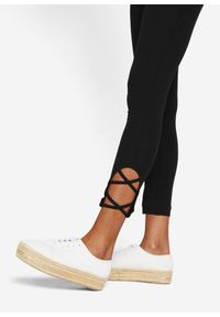 bonprix - Legginsy 7/8 z wysoką talią z bawełną organiczną. Kolor: czarny. Materiał: bawełna. Styl: elegancki #2
