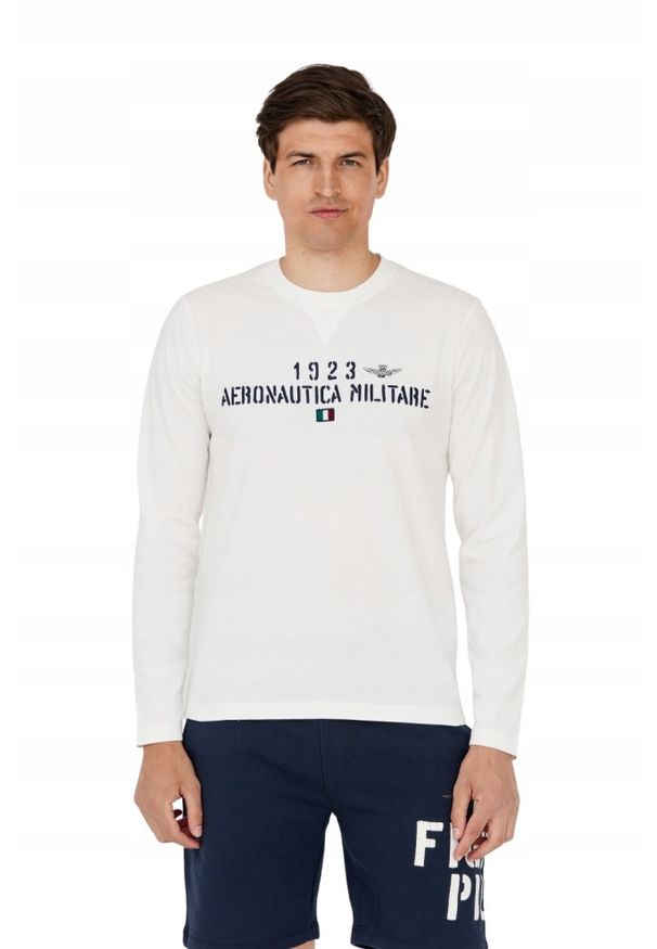 Aeronautica Militare - AERONAUTICA MILITARE Longsleeve biały męski. Kolor: biały. Długość rękawa: długi rękaw. Długość: długie