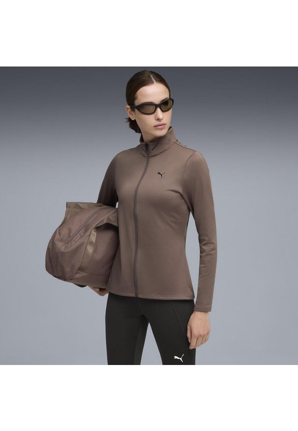 Puma - Damska rozpinana bluza PUMA STRONG PUMA Flat Bronze Brown. Kolor: brązowy. Sport: bieganie, fitness
