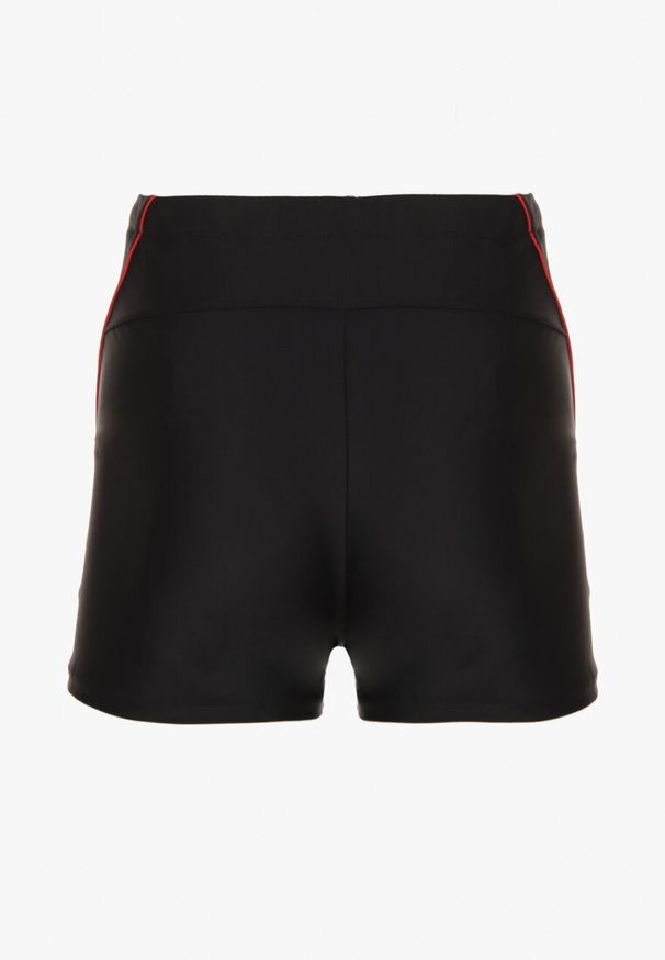 Born2be - Czarno-Czerwone Kąpielówki z Ozdobnymi Paskami i Kieszonką Firalise. Kolor: czarny. Wzór: paski