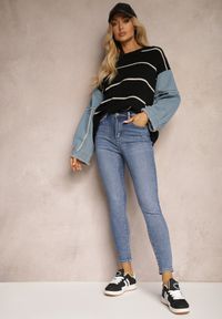 Renee - Niebieskie Jeansy High Waist o Kroju Skinny Riadoria. Okazja: na co dzień. Stan: podwyższony. Kolor: niebieski. Styl: elegancki, casual, klasyczny, sportowy #1