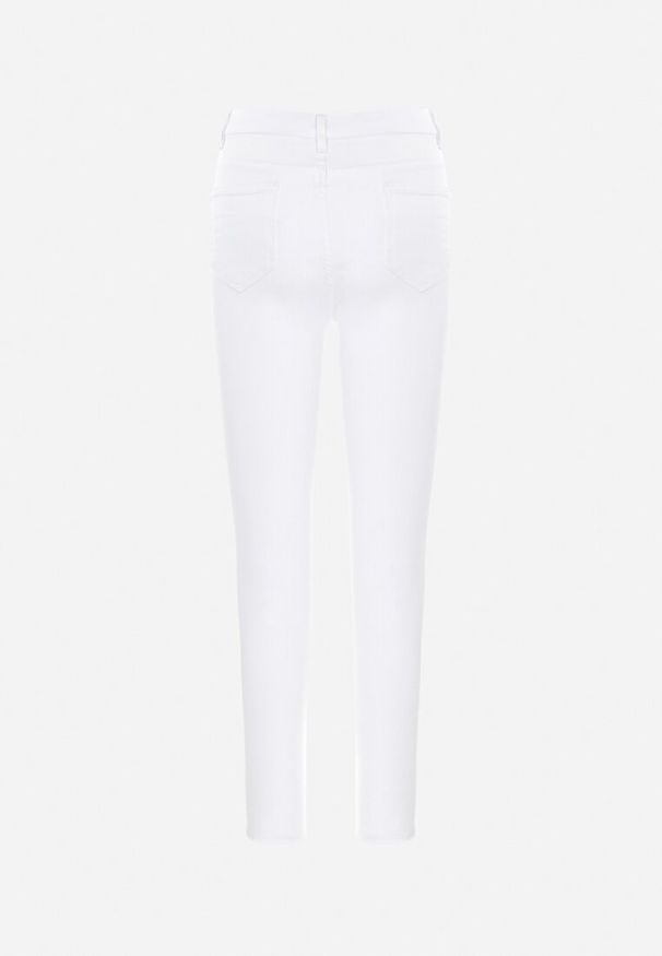 Born2be - Białe Jeansy Skinny na Guziki Arru. Stan: podwyższony. Kolor: biały