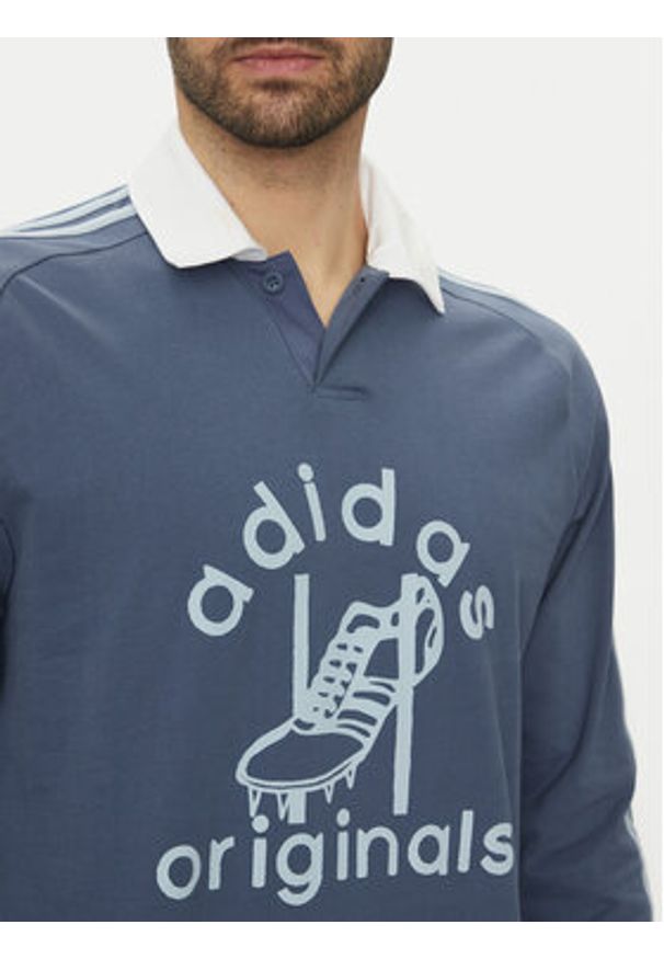 Adidas - adidas Polo Rugby JD1090 Niebieski Regular Fit. Typ kołnierza: polo. Kolor: niebieski. Materiał: bawełna