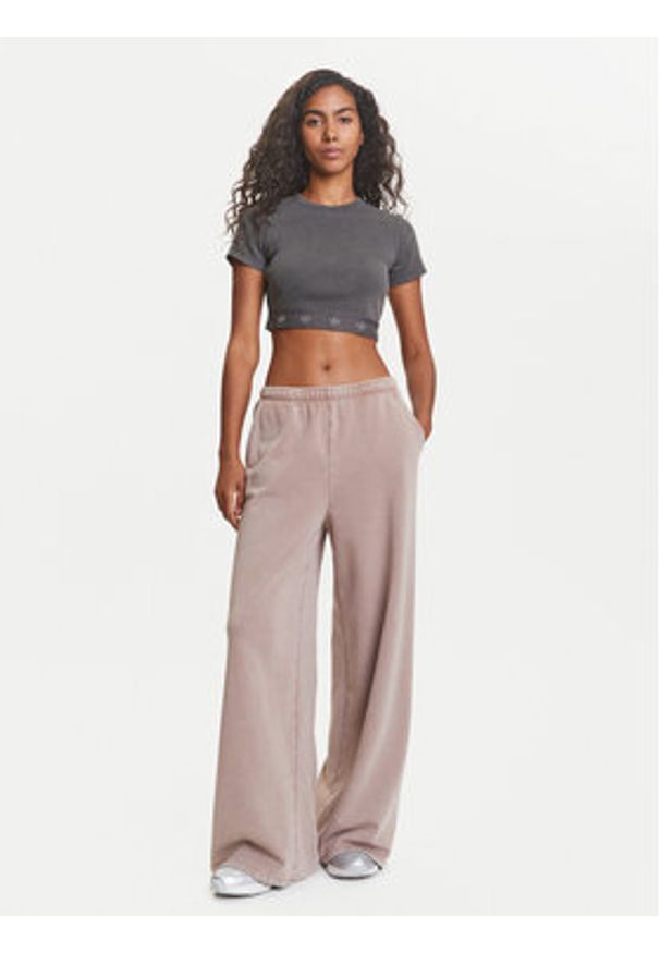 Adidas - adidas T-Shirt Ribbed JD0041 Szary Slim Fit. Kolor: szary. Materiał: bawełna