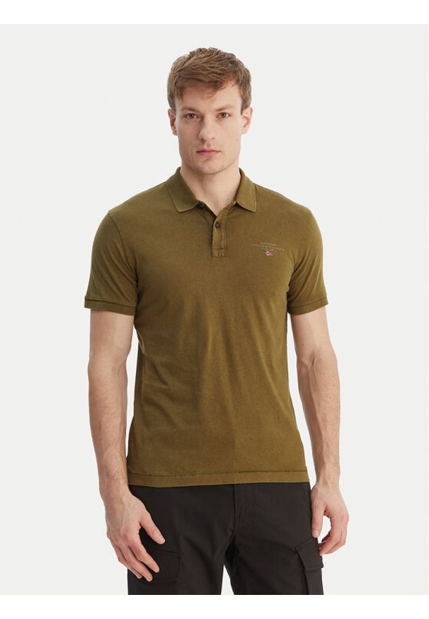 Napapijri Polo Elbas NP0A4GB4 Zielony Regular Fit. Typ kołnierza: polo. Kolor: zielony. Materiał: bawełna