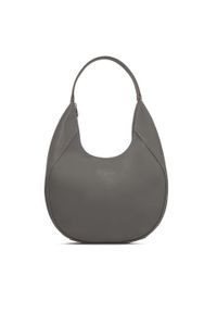 Kazar - Szara torebka na ramię w kształcie półksiężyca. Kolor: szary. Materiał: skórzane. Styl: klasyczny. Rodzaj torebki: na ramię #1