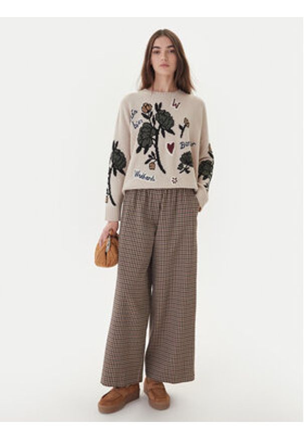 Weekend Max Mara Spodnie materiałowe Ebe 2525136052 Beżowy Wide Leg. Kolor: beżowy. Materiał: bawełna